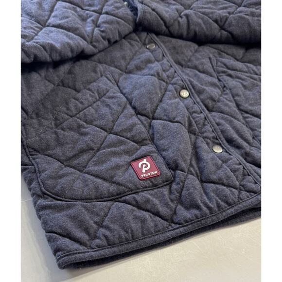 Peloton Women’s Blue Gray Quilted Together We Go Far Jacket Button Size Small - Picture 2 of 7
